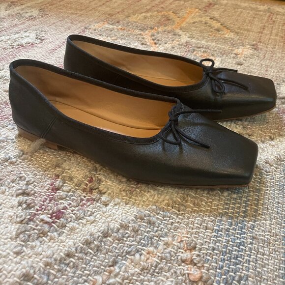 Square Toe Ballerina Flats: s38 Black,  EUC - Picture 3 of 5